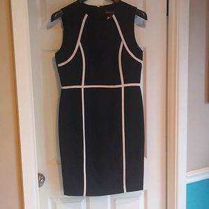 Black dress with white stripes